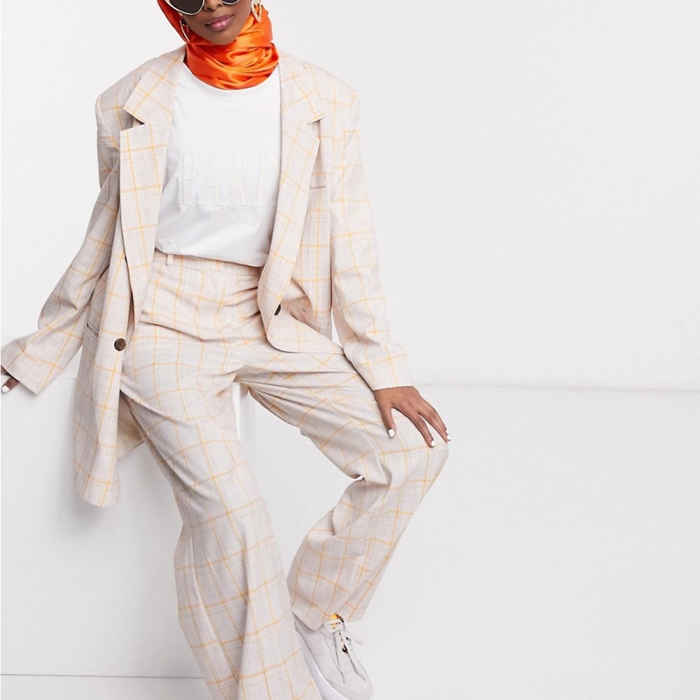 NWT ASOS DESIGN Dad Suit Blazer in Orange Check – UK 8 / US 4 - Picture 3 of 11